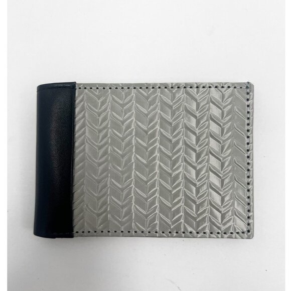 RARE NEW Stewart/Stand Thin Stainless Steel Wallet RFID Blocking Herringbone - Picture 1 of 12